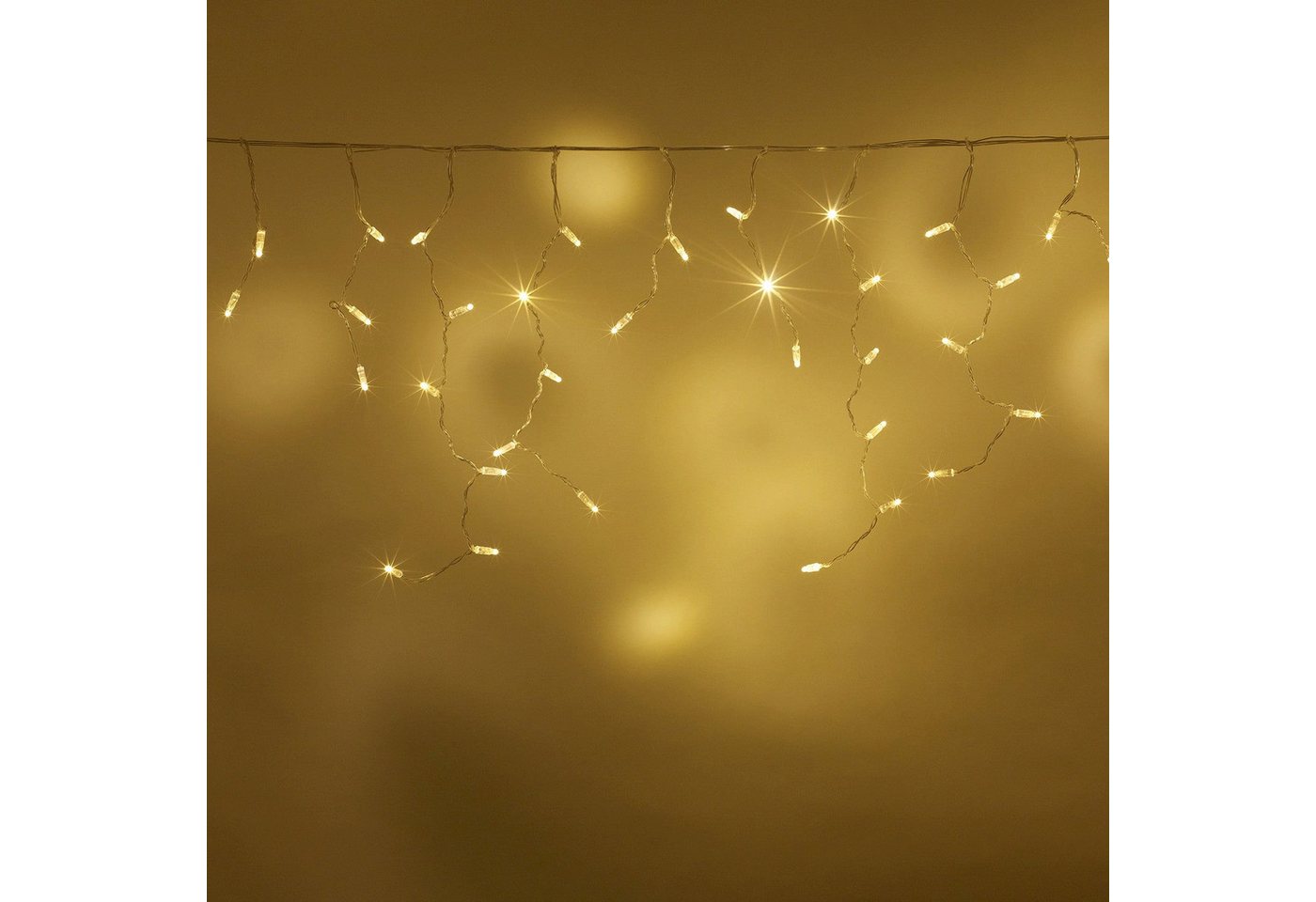 Lights4fun LED-Lichterkette Core Connect 2m 64er LED Eiszapfen Lichterkette warmweiß koppelbar tra – Bild 4 von 5
