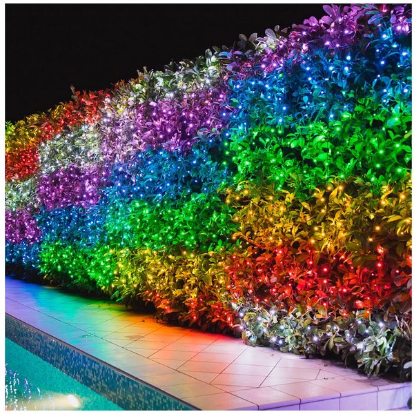 Lights4fun LED-Lichtervorhang Twinkly 2,1m smarter Lichtervorhang Bunt und Weiß Edition mit 210 LEDs