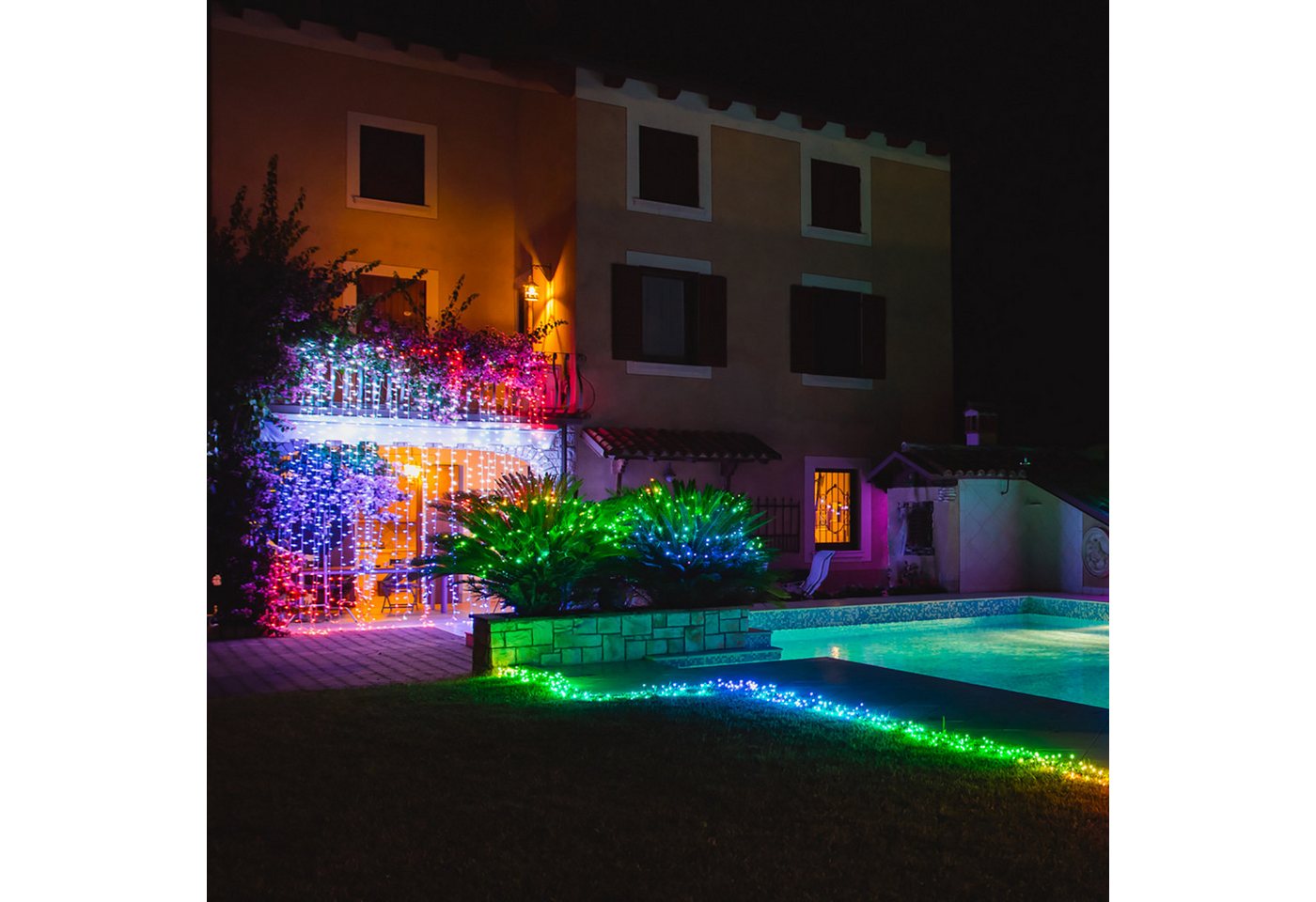 Lights4fun LED-Lichtervorhang Twinkly 2,1m smarter Lichtervorhang Bunt und Weiß Edition mit 210 LEDs – Bild 4 von 5