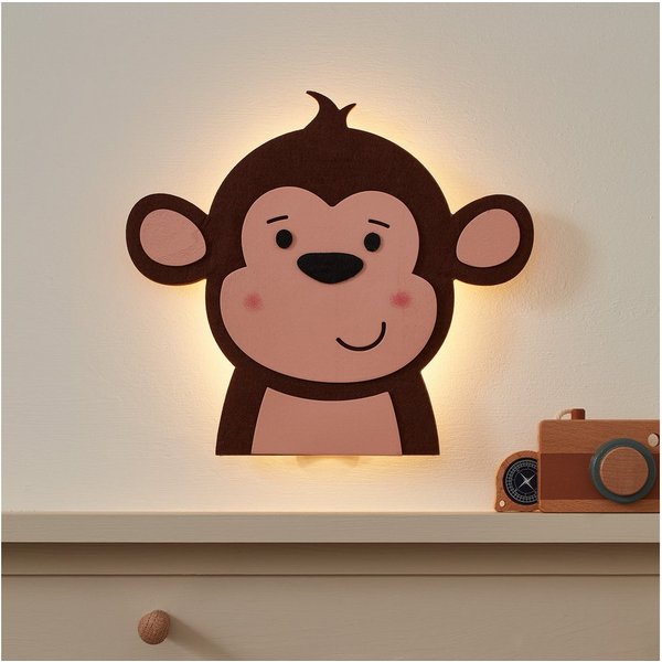 Lights4fun LED Wandleuchte Affen Wandleuchte mit Fernbedienung