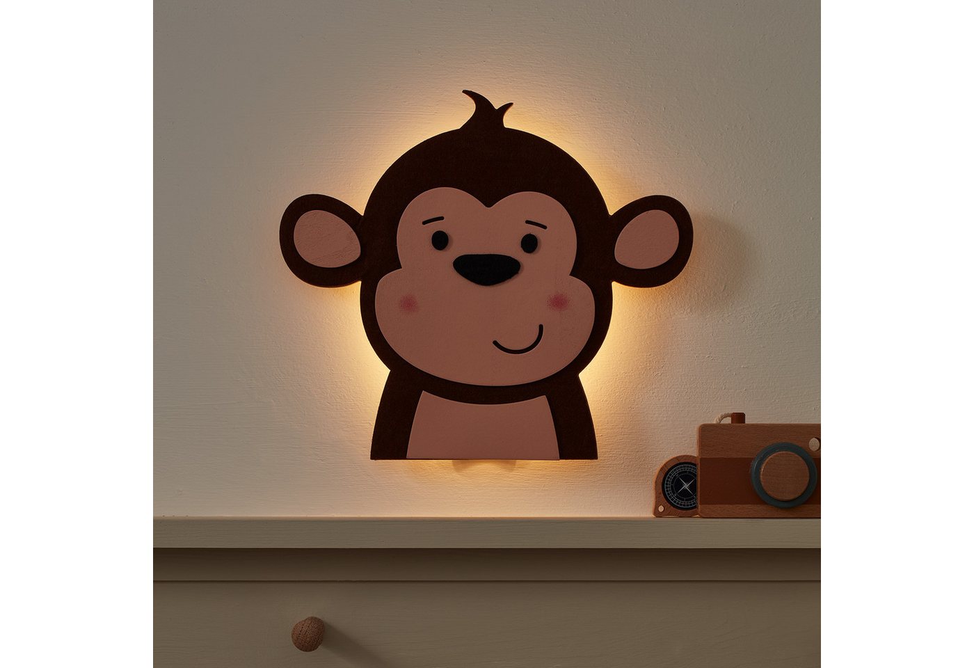 Lights4fun LED Wandleuchte Affen Wandleuchte mit Fernbedienung – Bild 3 von 4
