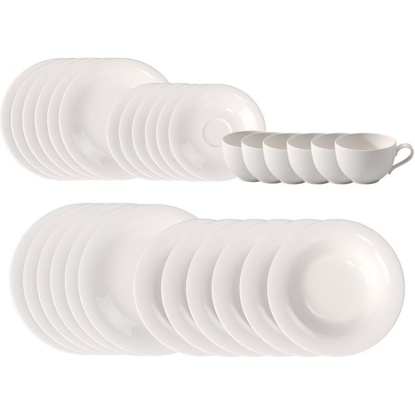 like. by Villeroy & Boch Geschirr-Set Essential Starter-Set (30-tlg), 6 Personen, Porzellan, Premium Porzellan