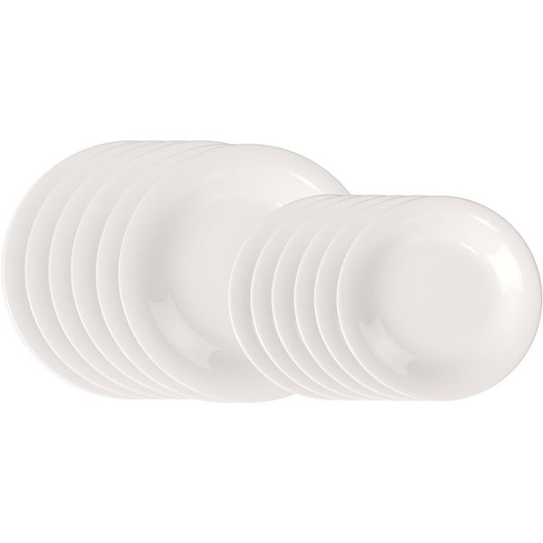 like. by Villeroy & Boch Teller-Set Essential Teller-Set (12-tlg), 6 Personen, Porzellan, Premium Porzellan