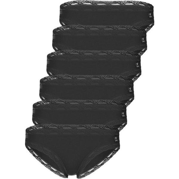 like it! Bikinislip 6er Pack Minislip Olivia (Packung, 6-St) glatter Stoff mit feinem Glanz, zarte Spitze
