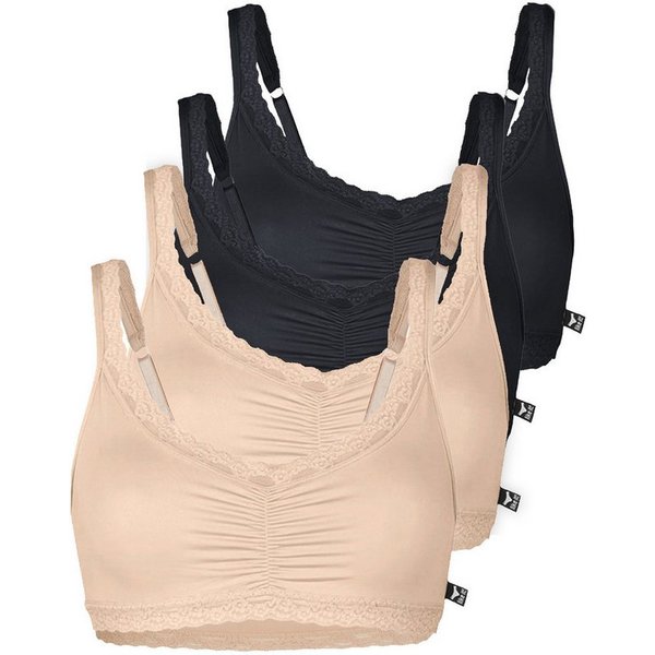 like it! Bustier 4er Pack Soft BH Olivia (Packung, 4-tlg) ohne Pads/Schale, einfache textil Cups, glatte Ware mit feinem Glanz