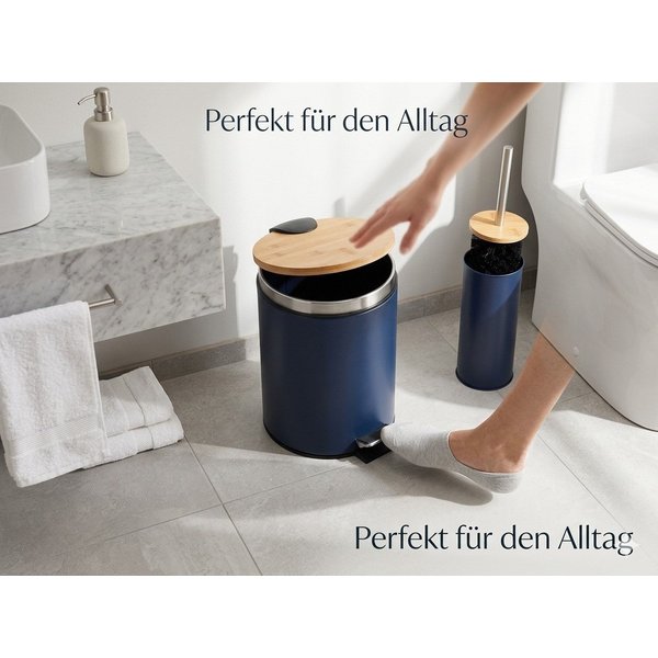 LikeKa Badaccessoire-Set 2 teilig Toilettenbürste und Kosmetikeimer matt mit Absenkautomatik