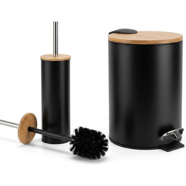 LikeKa Badaccessoire-Set 2 teilig Toilettenbürste und Kosmetikeimer matt mit Absenkautomatik