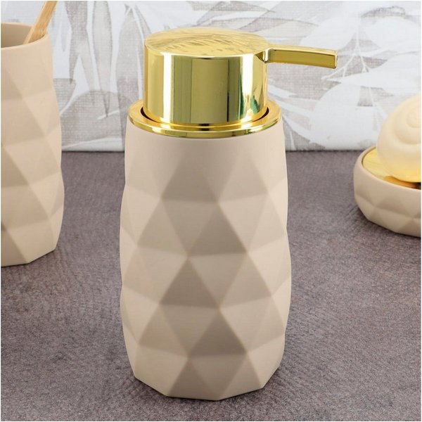 LikeKa Badaccessoire-Set Goldeffekt Seifenspender Toilettenbürste Seifenschale Kosmetikeimer
