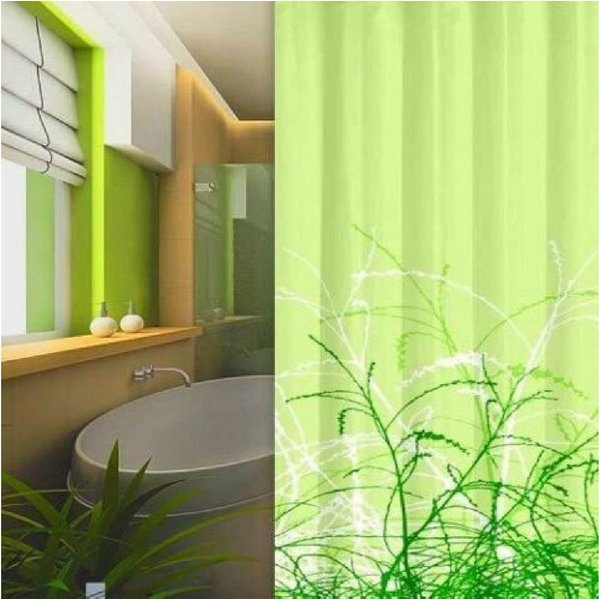 LikeKa Duschvorhang Badevorhang grün Wasserdicht Textil Stoff Waschbar Anti-schimmel Breite 120 cm