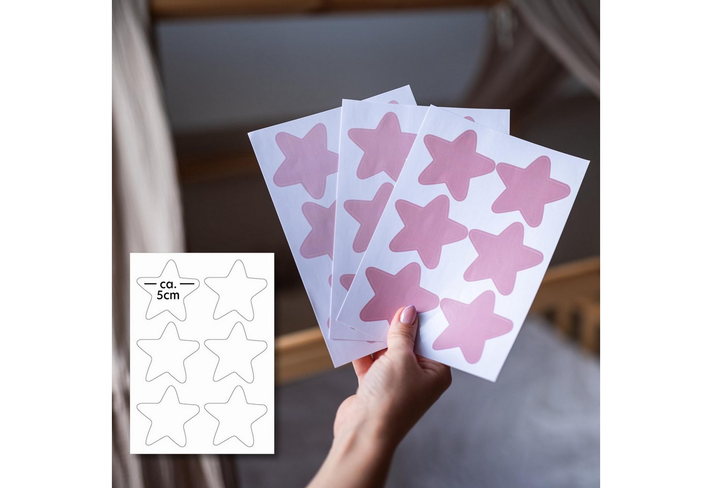 lilimaus Wandsticker Herzen, Sterne & Punkte selbstklebend - Deko fürs Kinderzimmer (36 St), Herzen, Sterne oder Punkte - 36er- & 132er-Set, ablösbar – Bild 3 von 5