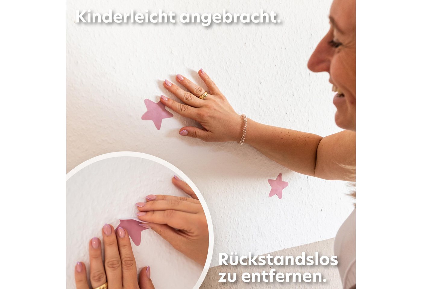 lilimaus Wandsticker Herzen, Sterne & Punkte selbstklebend - Deko fürs Kinderzimmer (36 St), Herzen, Sterne oder Punkte - 36er- & 132er-Set, ablösbar – Bild 4 von 5