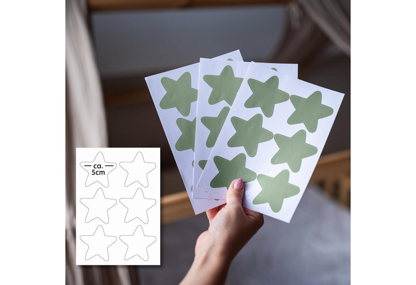 lilimaus Wandsticker Herzen, Sterne & Punkte selbstklebend - Deko fürs Kinderzimmer (36 St), Herzen, Sterne oder Punkte - 36er- & 132er-Set, ablösbar – Bild 3 von 5