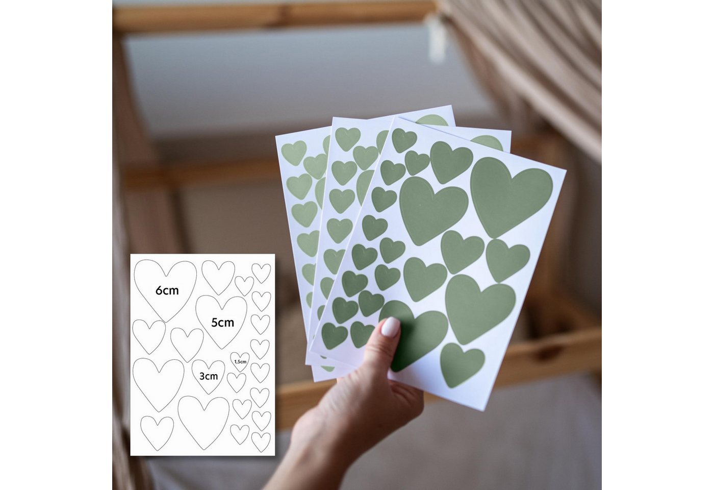 lilimaus Wandsticker Herzen, Sterne & Punkte selbstklebend - Deko fürs Kinderzimmer (132 St), Herzen, Sterne oder Punkte - 36er- & 132er-Set, ablösbar – Bild 3 von 5