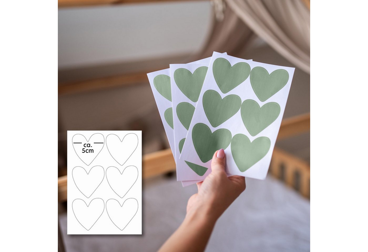 lilimaus Wandsticker Herzen, Sterne & Punkte selbstklebend - Deko fürs Kinderzimmer (36 St), Herzen, Sterne oder Punkte - 36er- & 132er-Set, ablösbar – Bild 3 von 5