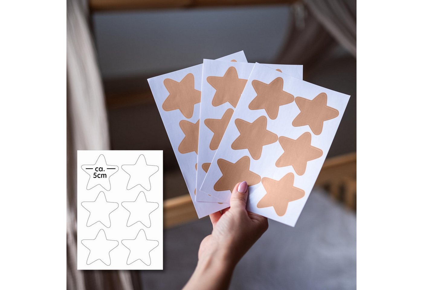 lilimaus Wandsticker Herzen, Sterne & Punkte selbstklebend - Deko fürs Kinderzimmer (36 St), Herzen, Sterne oder Punkte - 36er- & 132er-Set, ablösbar – Bild 3 von 5