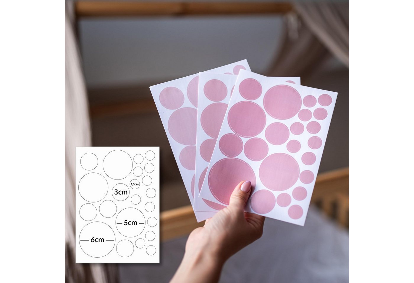 lilimaus Wandsticker Herzen, Sterne & Punkte selbstklebend - Deko fürs Kinderzimmer (132 St), Herzen, Sterne oder Punkte - 36er- & 132er-Set, ablösbar – Bild 3 von 5