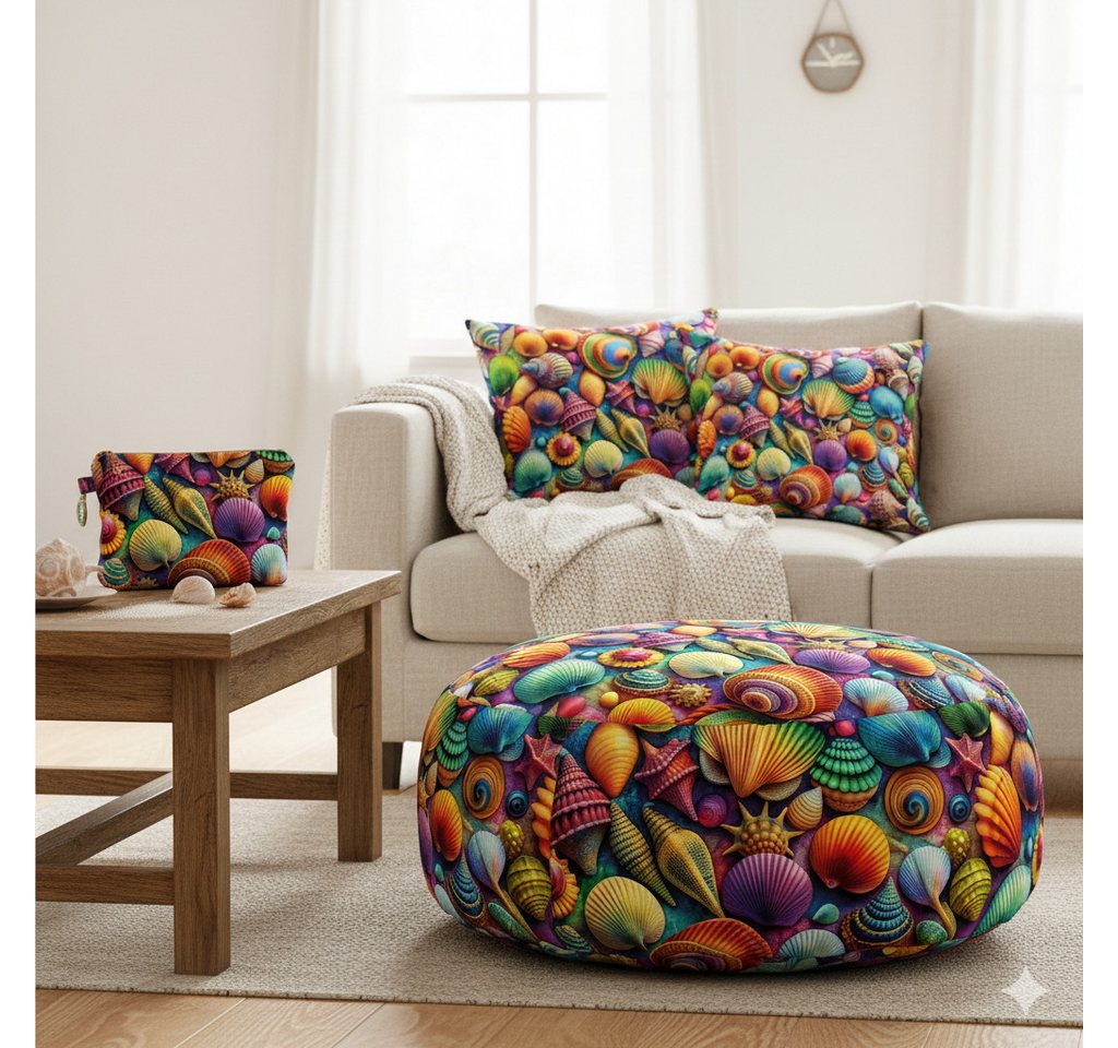 lillestoff Stoff Baumwollstoff Baumwolle Webware 3D-Optik Summer Muscheln Meer – Bild 3 von 3