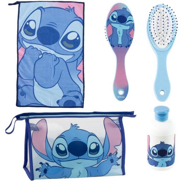 Lilo & Stitch Kulturbeutel - Kinder Waschset Haarbürste Handtuch Travel Zubehör (3-tlg)