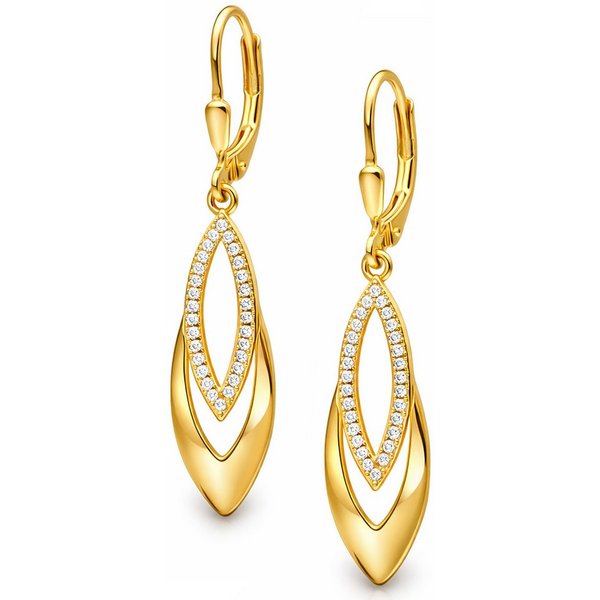 Limana Paar Ohrhänger echt 925 Silber gold goldene hängende Ohrringe Schmuck für Damen (inkl. Dose Weihnachten Geburtstag Muttertag Weihnachtsgeschenk), Geschen