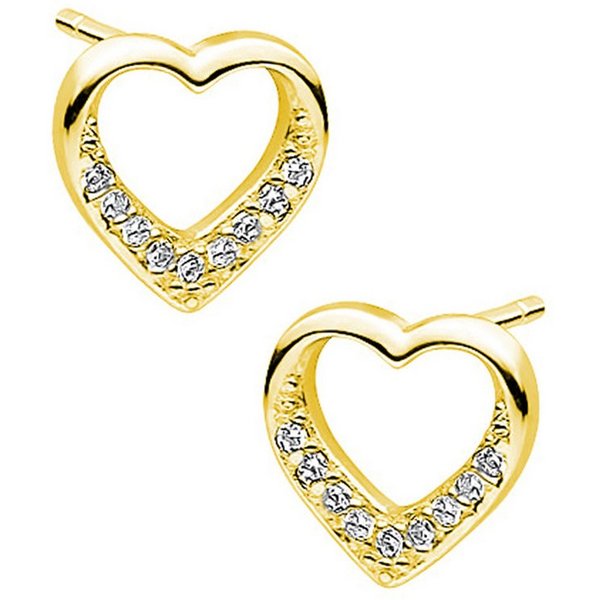 Limana Paar Ohrstecker Herz echt 925 Silber gold Herzohrringe für jeden Tag (inkl. Geschenkdose mit Herz Gravur), Liebesgeschenk Liebe Geschenk für Frauen Damen