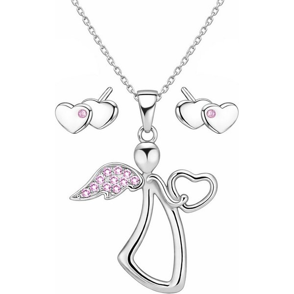 Limana Schmuckset Kinder Mädchen Schmuck 925 Silber Hez Ohrringe Engel Kette Ohrstecker (Kinderschmuck inkl. Dose Silberschmuck Geschenk für Geburtstag), Ostern