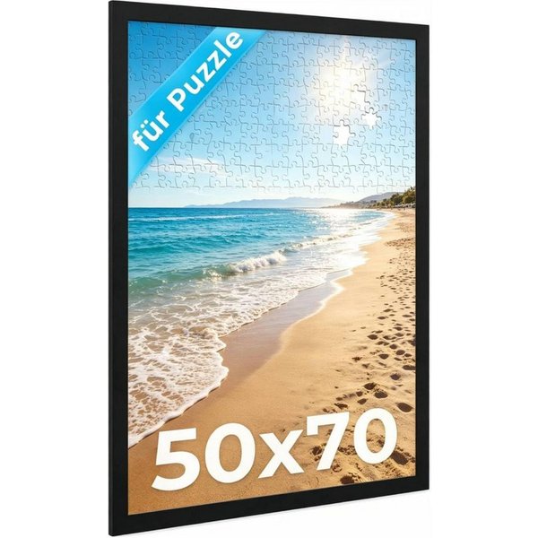 lindahandel Bilderrahmen MDF Bilderrahmen mit bruchsicherem Acrylglas,Für Puzzle Fotos &Poster, Posterrahmen 50x70 cm zum Aufhängen Rahmenmit bruchsicherem Acry