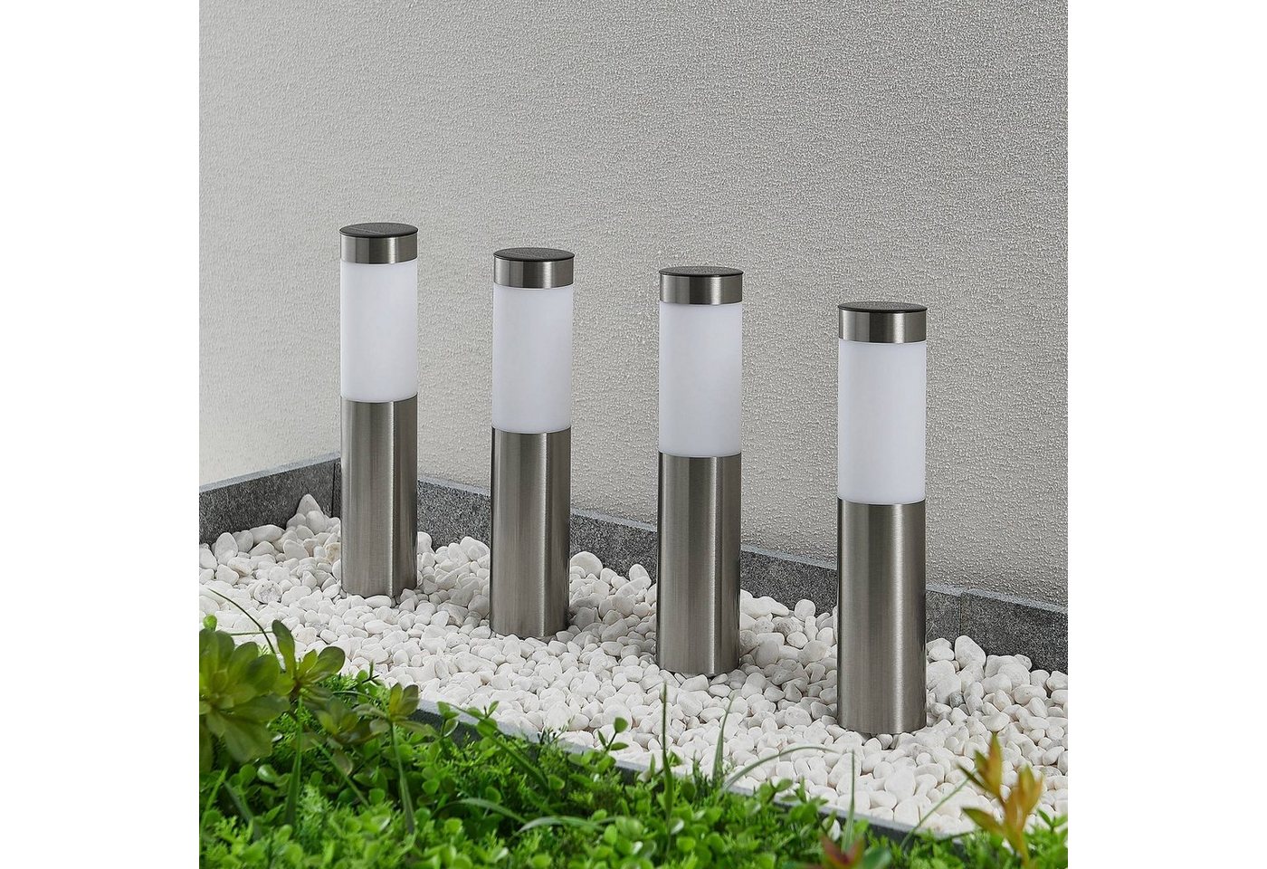 Lindby Außen-Stehlampe Sirita, LED, Edelstahl Alu tageslicht IP44, 1 x 0,2 W LED, tageslicht – Bild 3 von 5