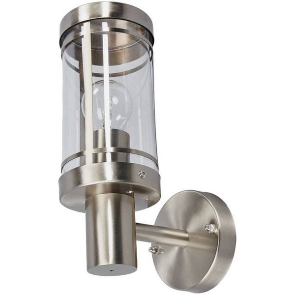 Lindby Außen-Wandleuchte Djori, Edelstahl Alu IP44, 1 x 15 W LED