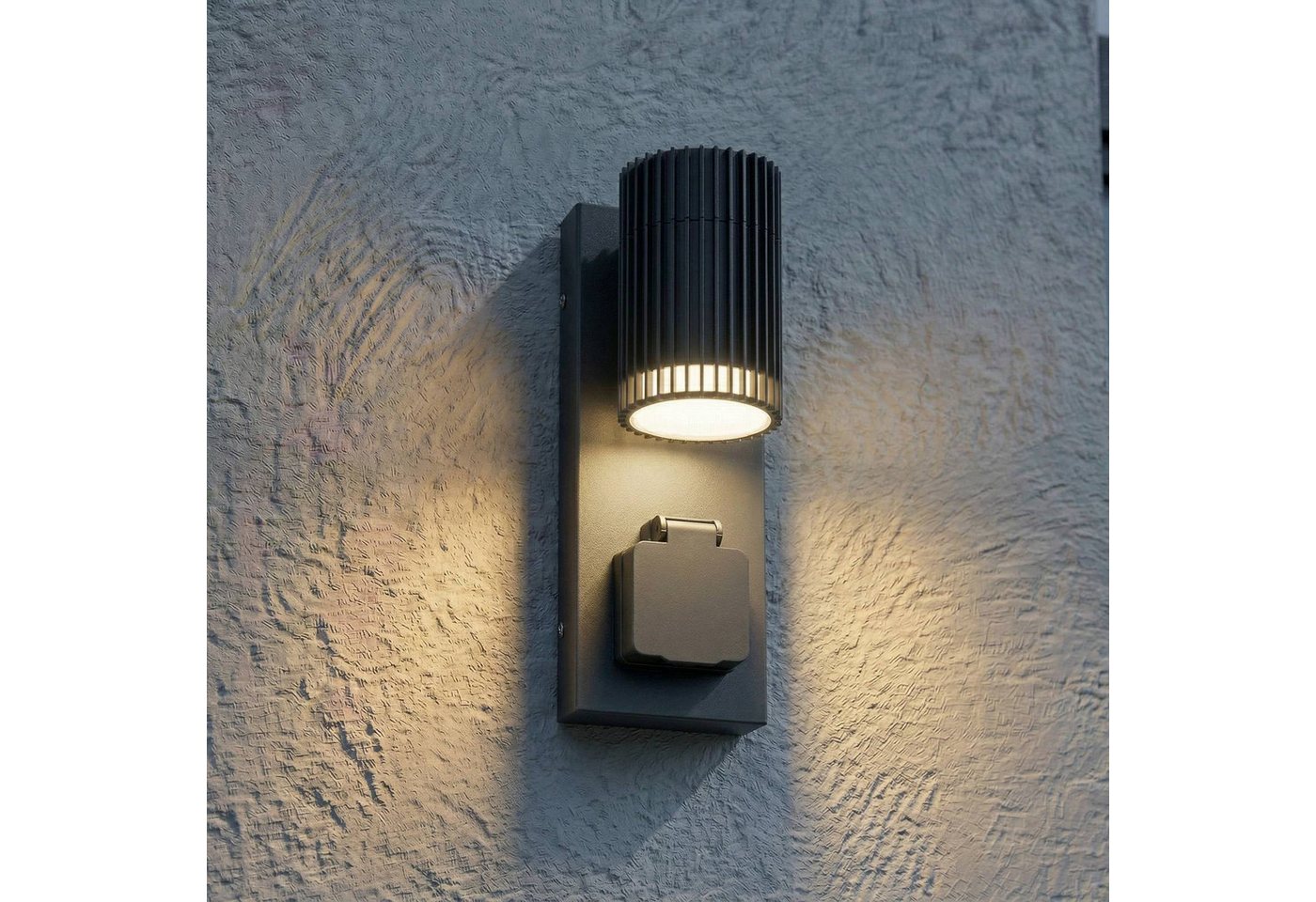 Lindby Außen-Wandleuchte Enerio, Metall, Schwarz IP44, 1 x 10 W LED – Bild 2 von 5