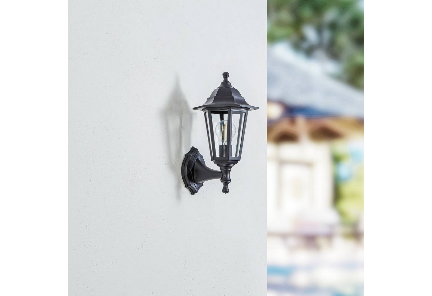 Lindby Außen-Wandleuchte Nane, Kunststoff Schwarz IP44, 1 x 15 W LED – Bild 3 von 5