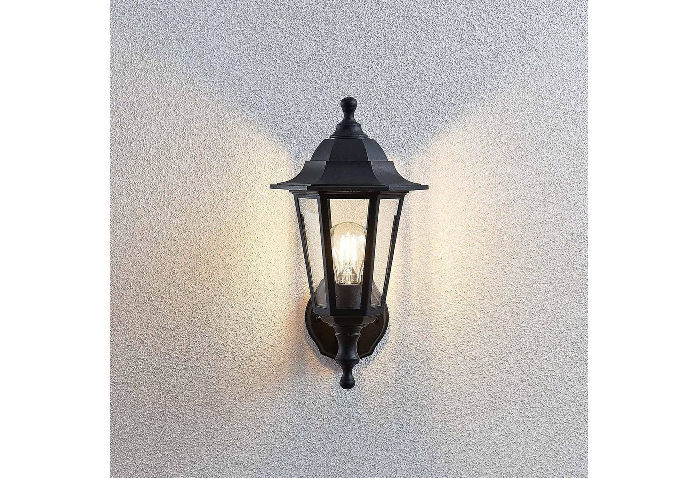 Lindby Außen-Wandleuchte Nane, Kunststoff Schwarz IP44, 1 x 15 W LED – Bild 4 von 5