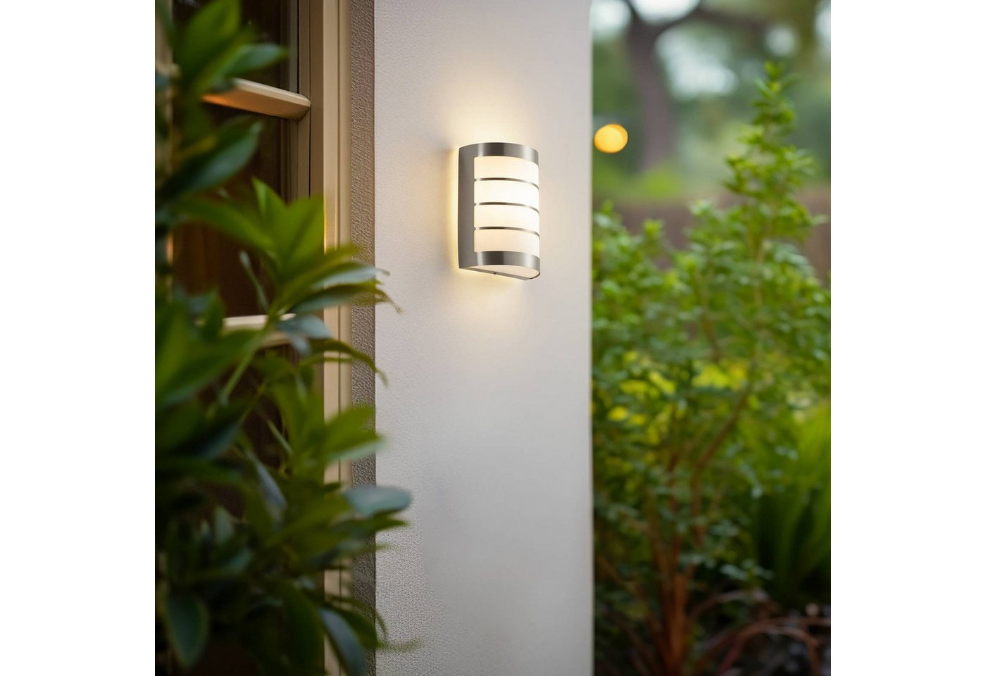 Lindby Außen-Wandleuchte Noyan, Edelstahl Alu IP44, 1 x 15 W LED – Bild 3 von 5