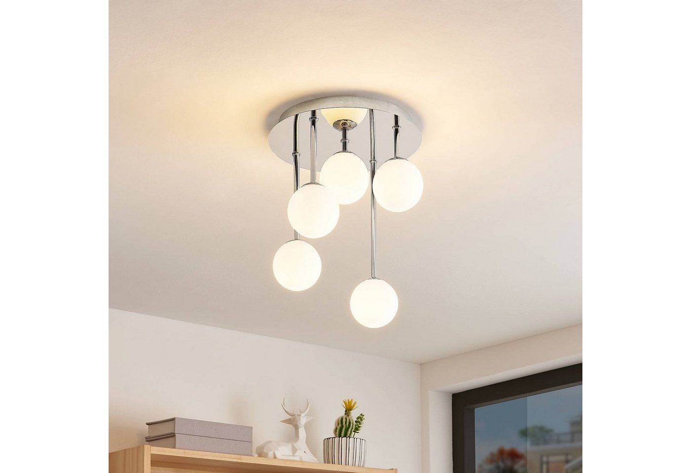 Lindby Deckenleuchten Chrissy, Metall, Chrom IP20, 5 x 8 W – Bild 2 von 5