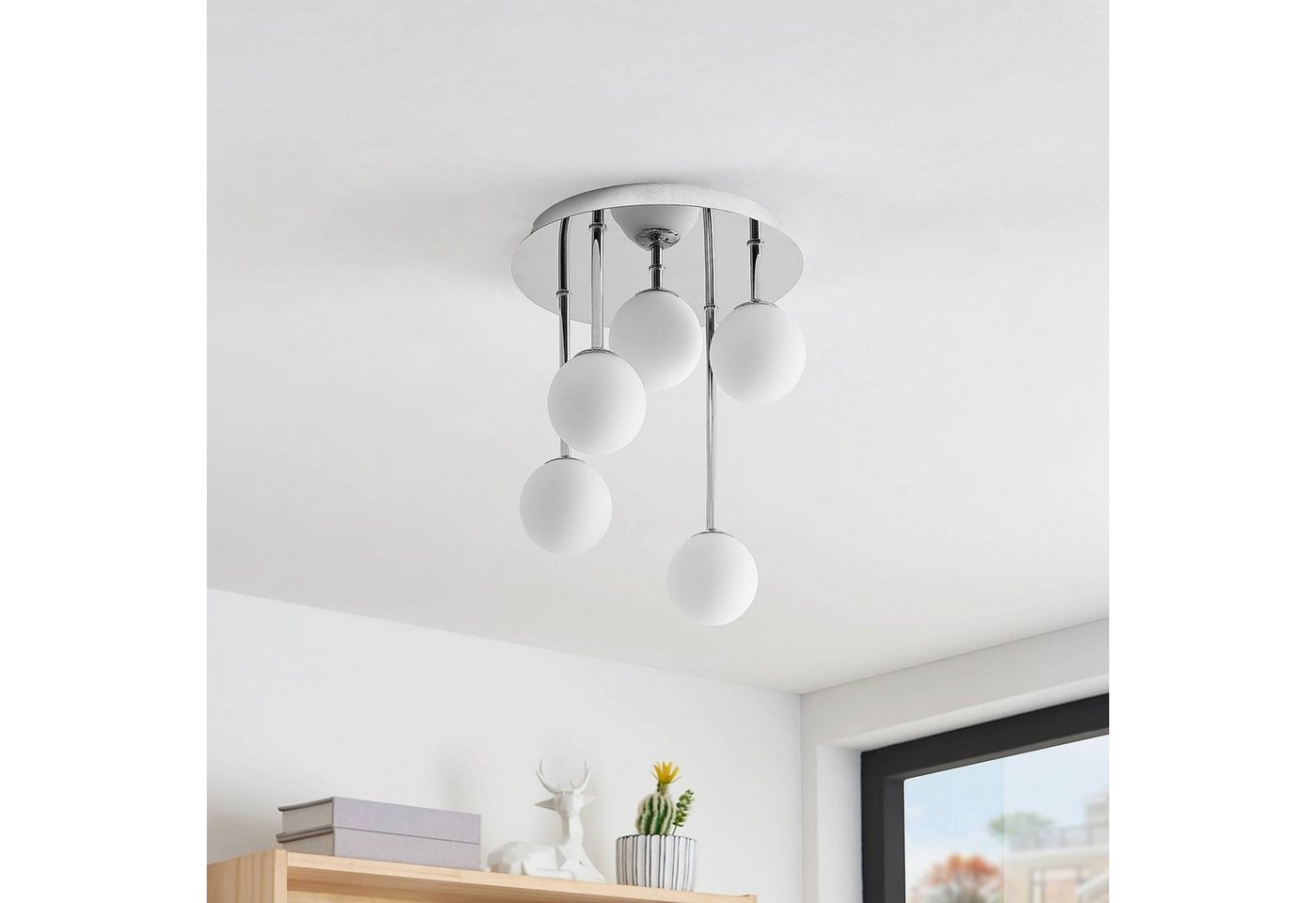 Lindby Deckenleuchten Chrissy, Metall, Chrom IP20, 5 x 8 W – Bild 4 von 5