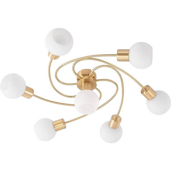 Lindby Deckenleuchten Ciala, Glas Gold / Messing IP20, 7 x 8 W LED