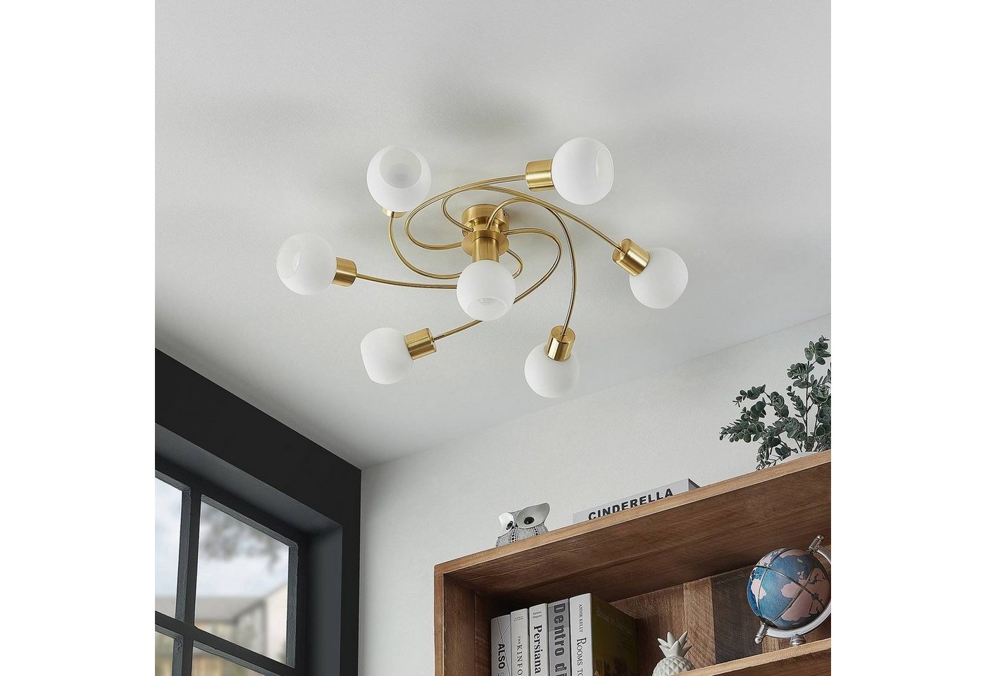 Lindby Deckenleuchten Ciala, Glas Gold / Messing IP20, 7 x 8 W LED – Bild 3 von 5