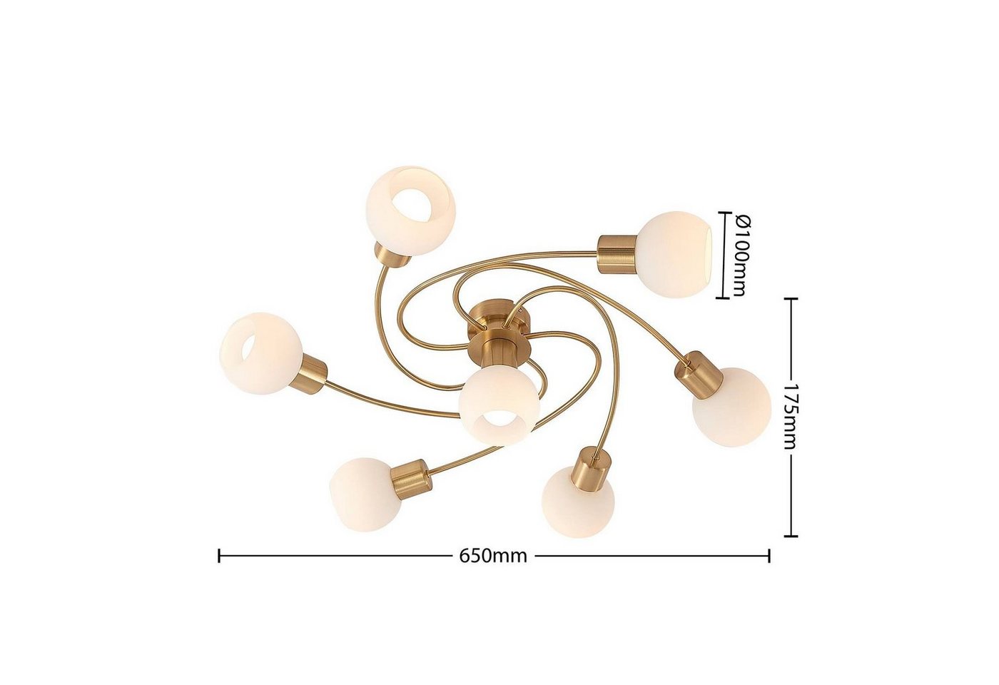 Lindby Deckenleuchten Ciala, Glas Gold / Messing IP20, 7 x 8 W LED – Bild 4 von 5