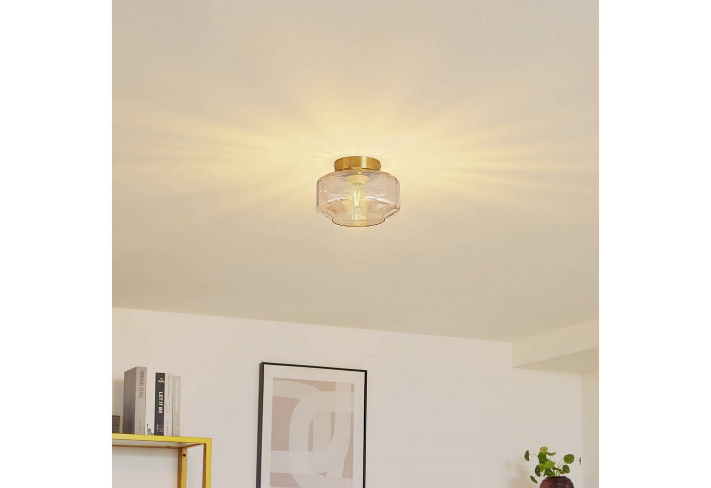 Lindby Deckenleuchten Hildur, Glas Creme IP20, 1 x 15 W LED – Bild 3 von 5