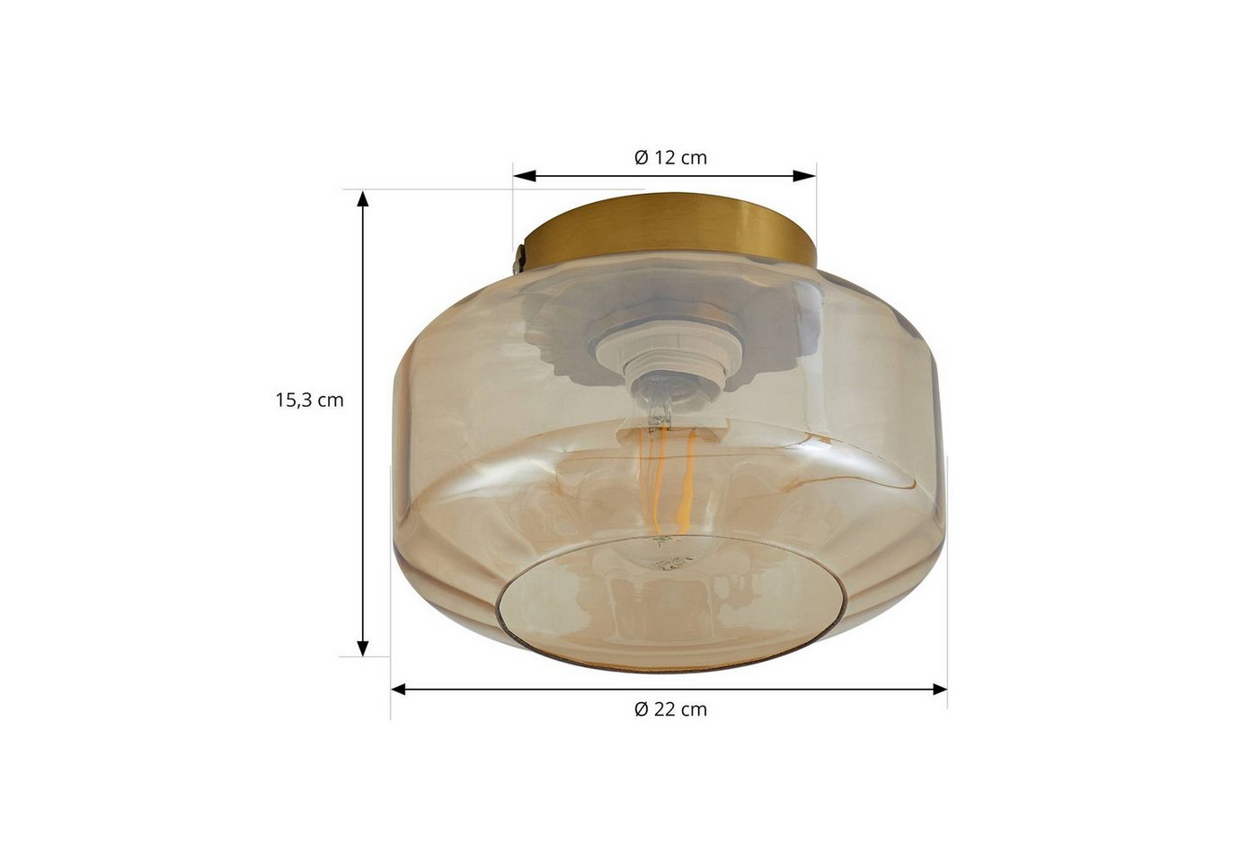 Lindby Deckenleuchten Hildur, Glas Creme IP20, 1 x 15 W LED – Bild 5 von 5