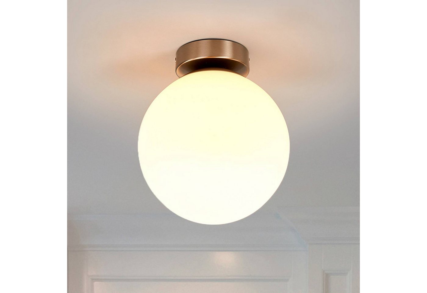 Lindby Deckenleuchten Lennie, Glas Weiß IP44, 1 x 60 W – Bild 2 von 5