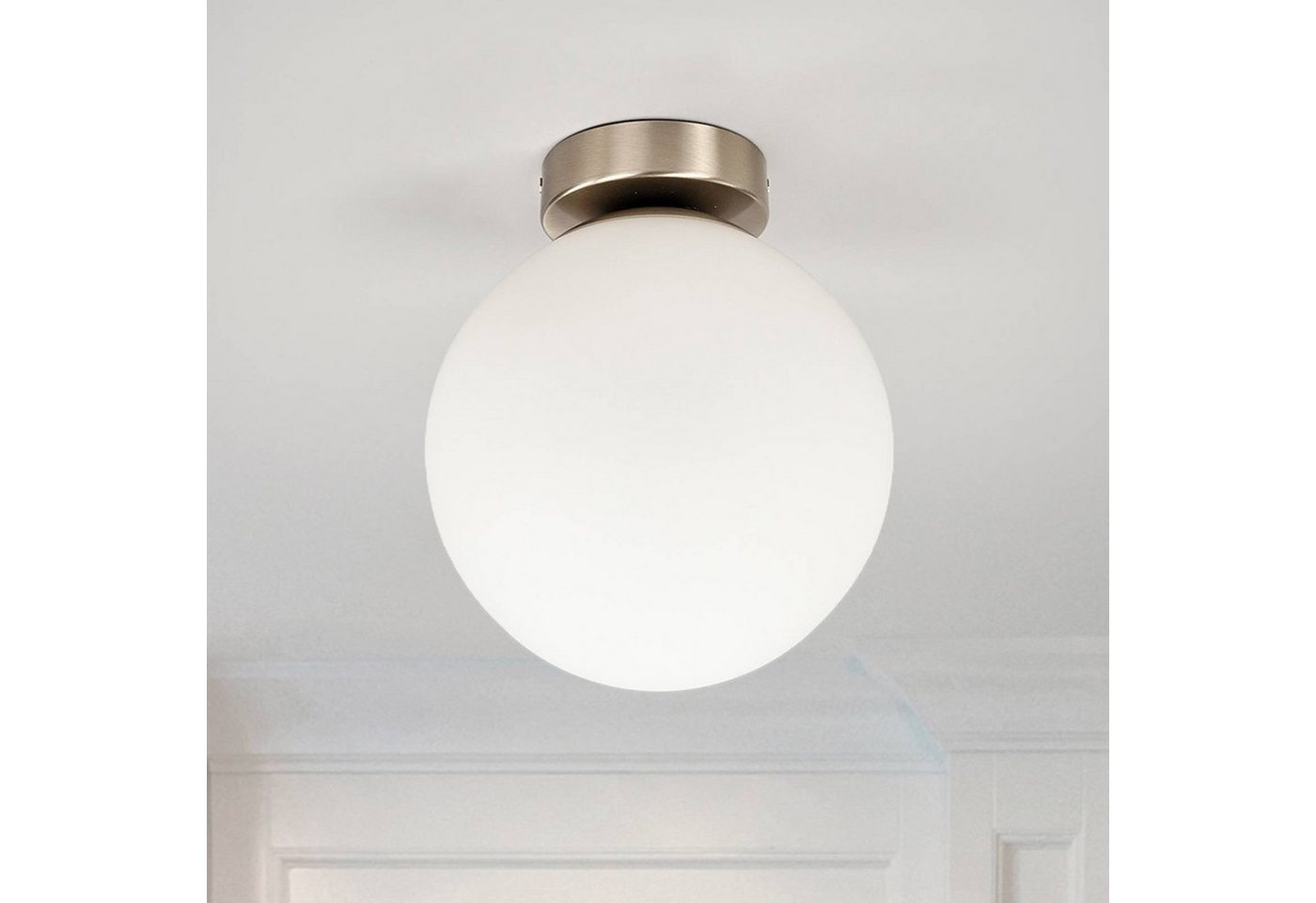 Lindby Deckenleuchten Lennie, Glas Weiß IP44, 1 x 60 W – Bild 3 von 5