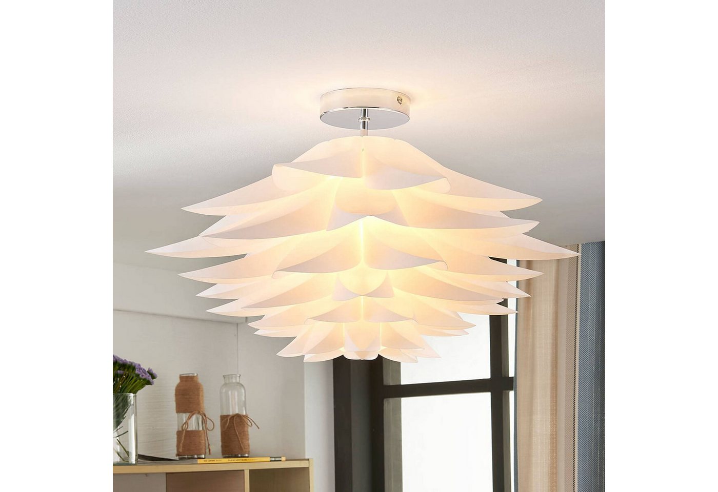 Lindby Deckenleuchten Rimon, Kunststoff Weiß IP20, 1 x 60 W – Bild 2 von 5