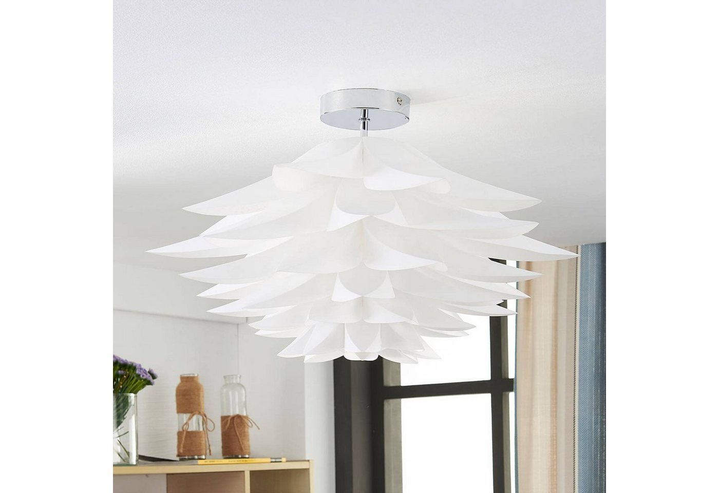 Lindby Deckenleuchten Rimon, Kunststoff Weiß IP20, 1 x 60 W – Bild 3 von 5