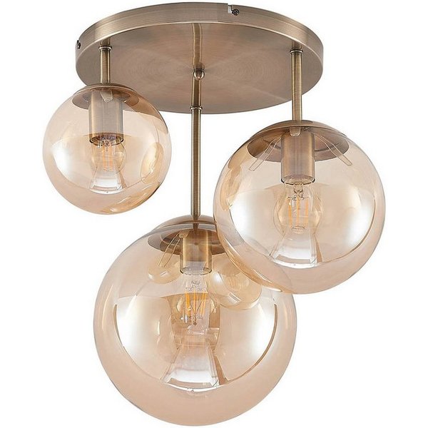 Lindby Deckenleuchten Teeja, Glas Creme IP20, 3 x 15 W LED