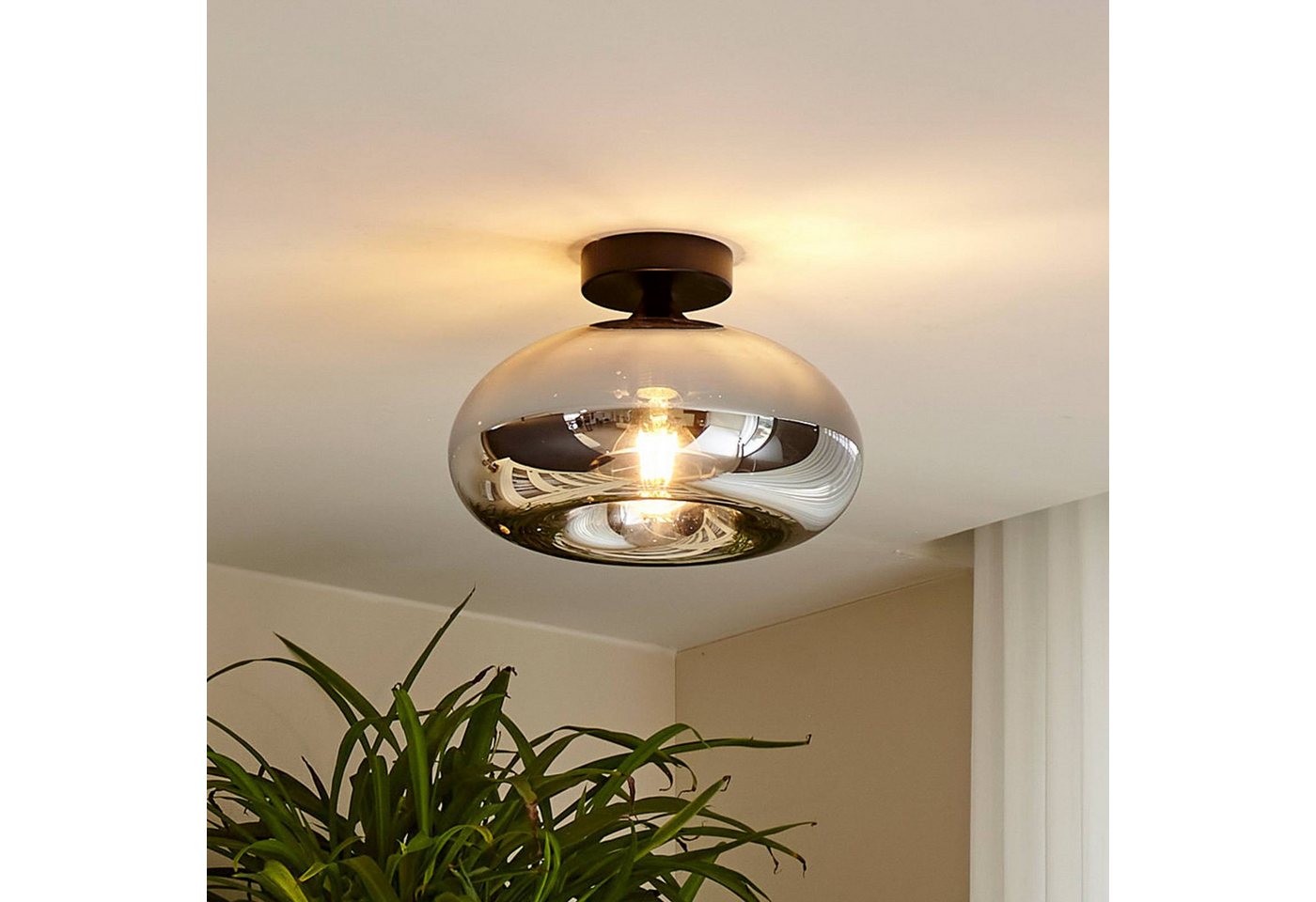 Lindby Deckenleuchten Zehra, Glas Schwarz IP20, 1 x 15 W LED – Bild 2 von 5