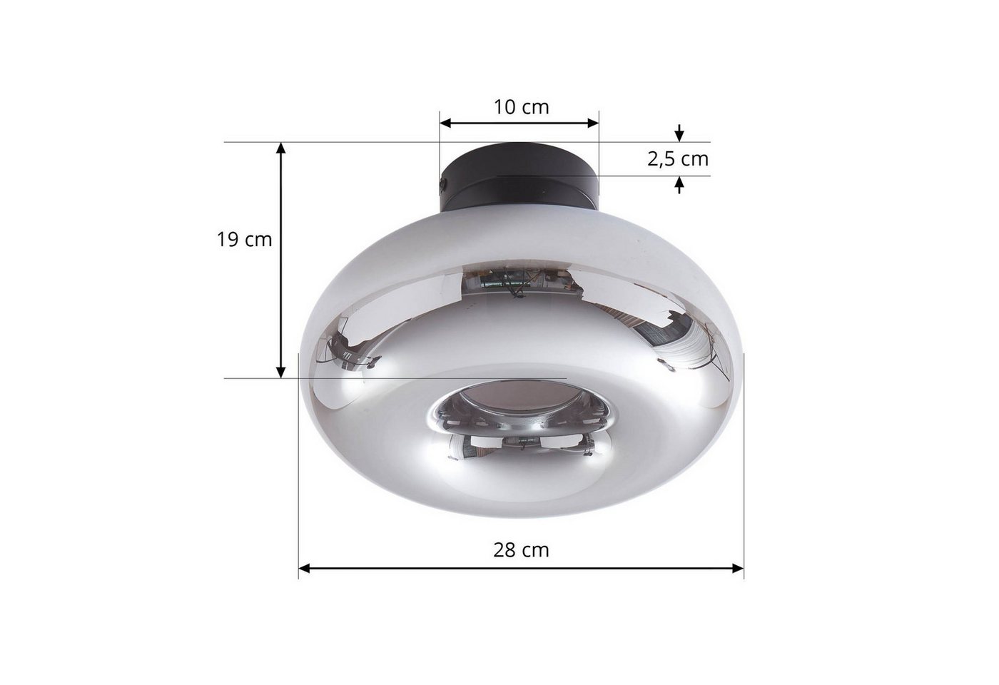 Lindby Deckenleuchten Zehra, Glas Schwarz IP20, 1 x 15 W LED – Bild 4 von 5
