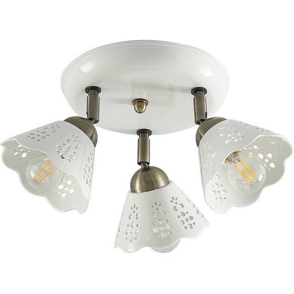 Lindby Deckenstrahler Efgenia, Keramik Weiß IP20, 3 x 25 W