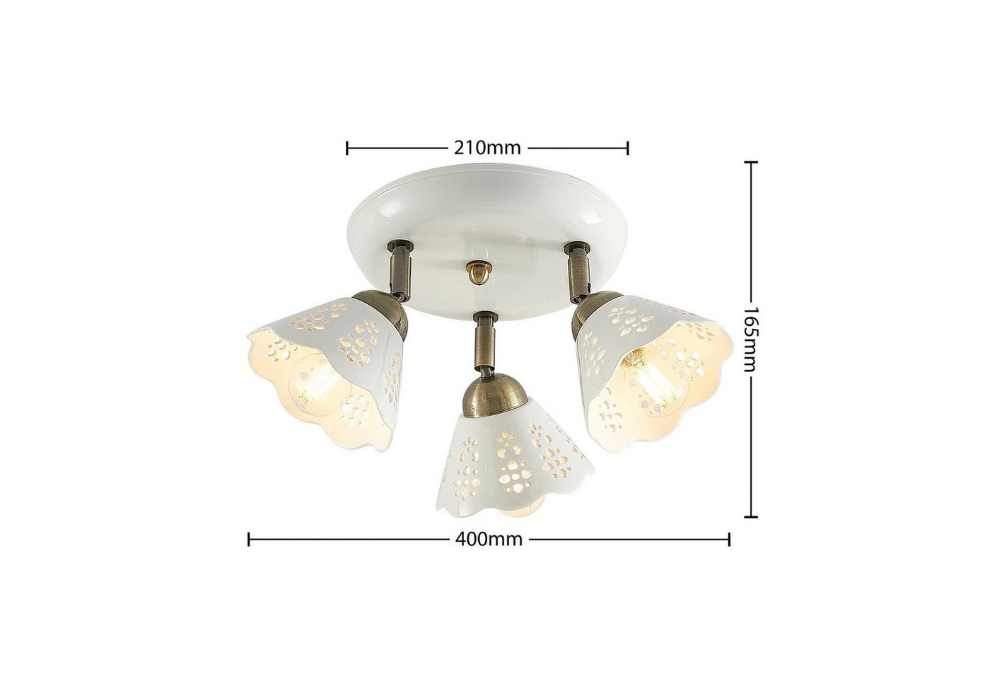 Lindby Deckenstrahler Efgenia, Keramik Weiß IP20, 3 x 25 W – Bild 5 von 5