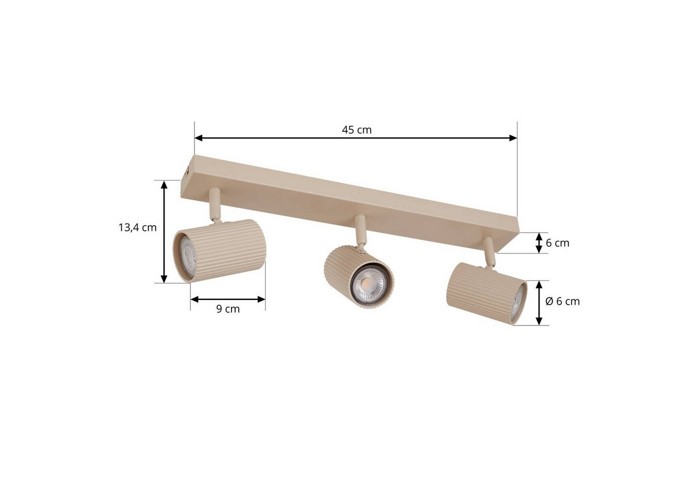 Lindby Deckenstrahler Kardis, Metall, Creme IP20, 3 x 10 W LED – Bild 5 von 5