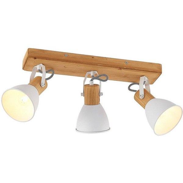 Lindby Deckenstrahler Merela, Holz IP20, 3 x 20 W
